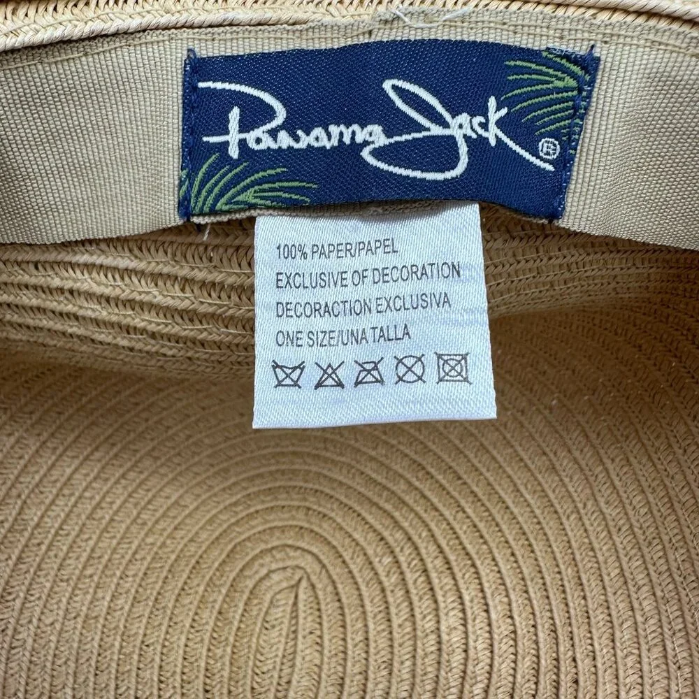 Panama Jack Women's Classic Paper Straw Open Back Floppy Sun Hat, OS, Tea‎ Beige